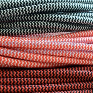 Zigzag Cloth Covered Wire 1-25m (3-80ft) Textile cable 2x0.5 20/2 AWG Chevron pattern cord Cloth Electrical cord Lighting cable Color cord