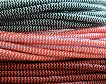 Zigzag Cloth Covered Wire 1-25m (3-80ft) Textile cable 2x0.5 20/2 AWG Chevron pattern cord Cloth Electrical cord Lighting cable Color cord