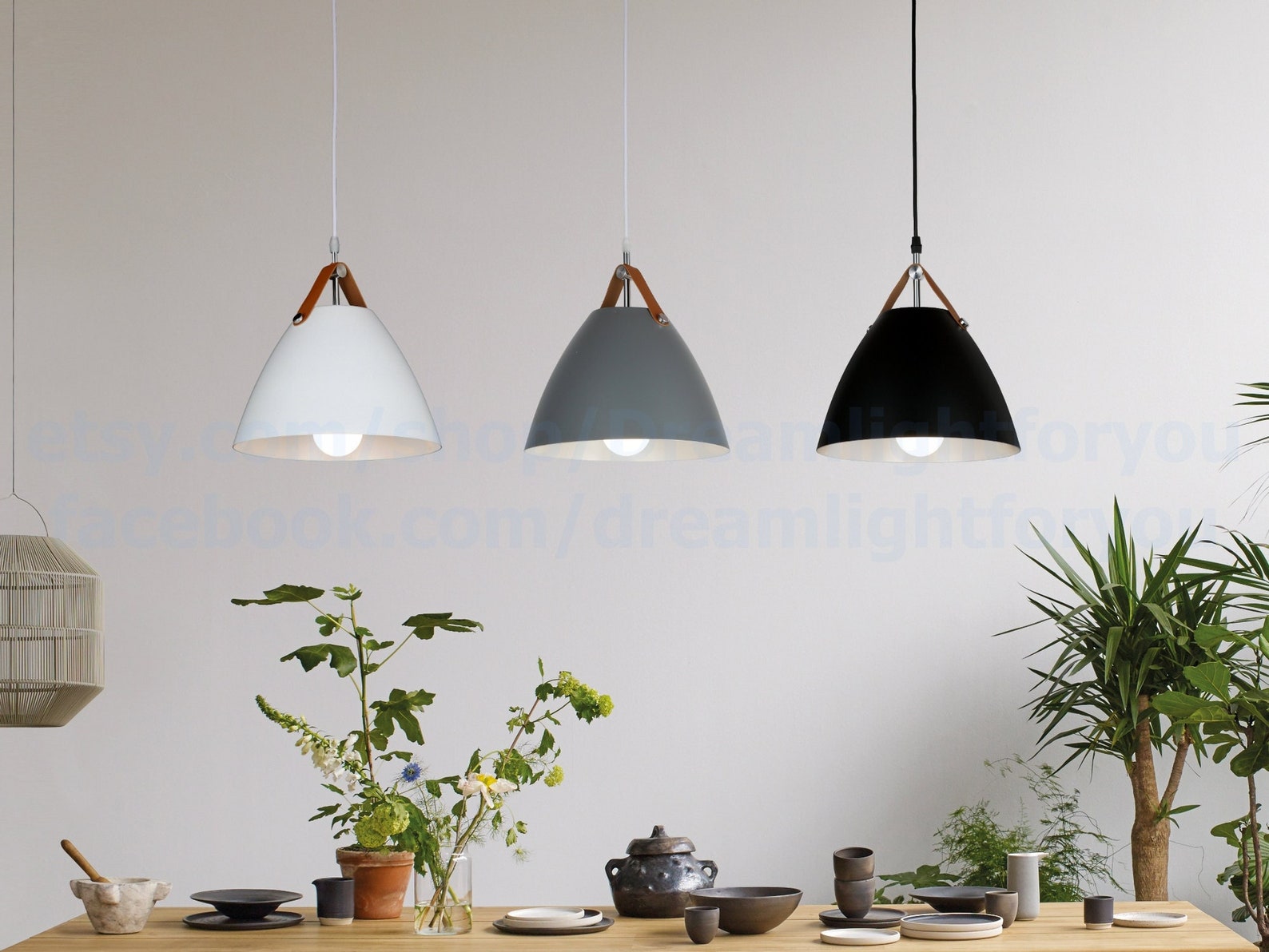 Kitchen Light Gray Pendant Lighting Hanging Lamp Monochrome Etsy