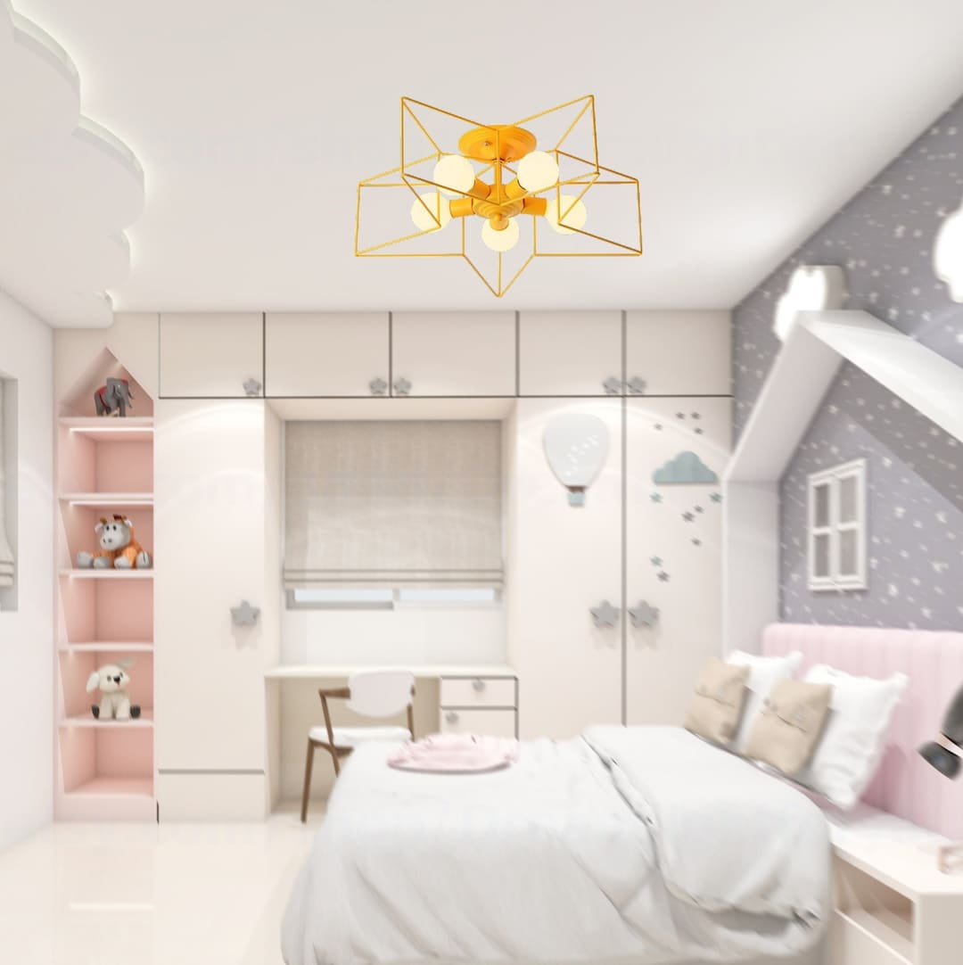 Yellow Star Kids Semi Flush Mount Ceiling Light Semi Flush Chandelier — free download