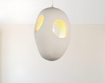 White Wabi Sabi Pendant Light — Minimal Scandinavian Hanging Lamp, Polymer Japandi Pendant Lights
