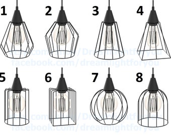 Industrial Pendant Light 8 cage shapes Industrial lighting Chandelier Cage Pendant lighting Lantern Chandelier lighting Dine room lighting