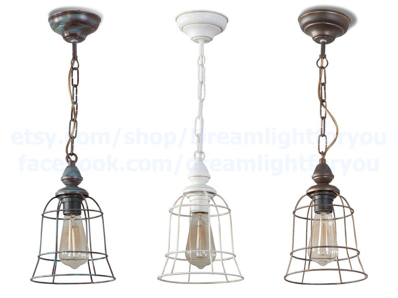 Farmhouse Chandelier Kitchen Cage Pendant Light Country Lighting Fixture