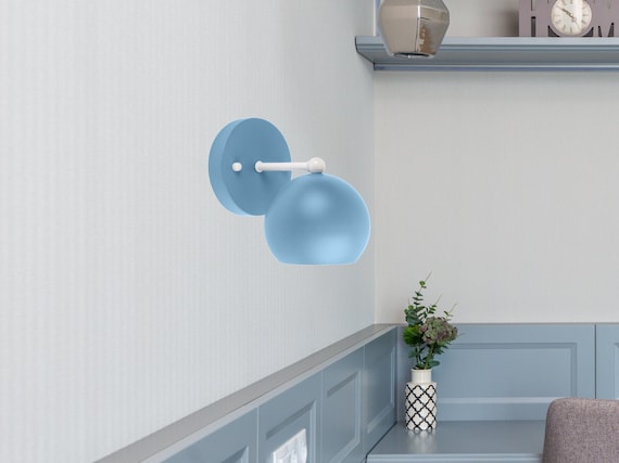 Blue bathroom outlet light fixtures