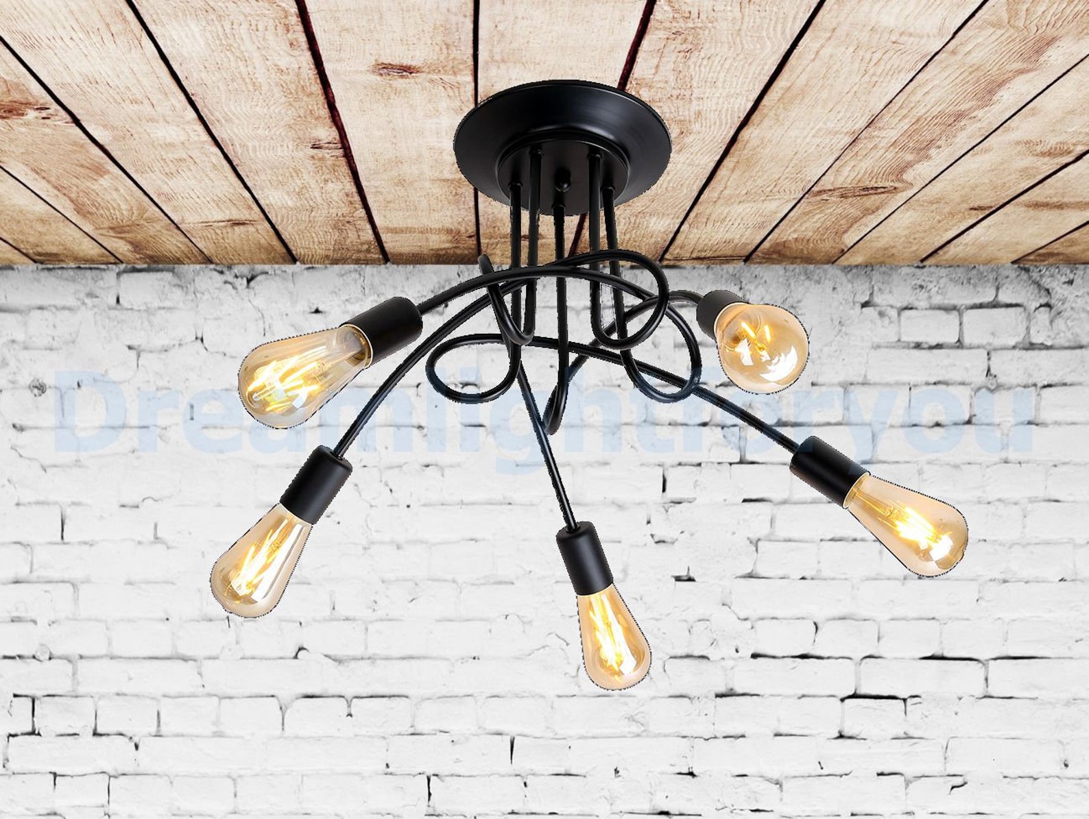 3arms Ceiling Light 3head Black Ceiling Chandelier Multi Arm Etsy