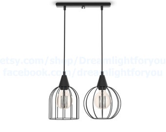 2 cages Industrial Pendant Light cluster Kitchen Chandelier Industrial Chandelier Cage Pendant light Lantern Chandelier Modern lighting