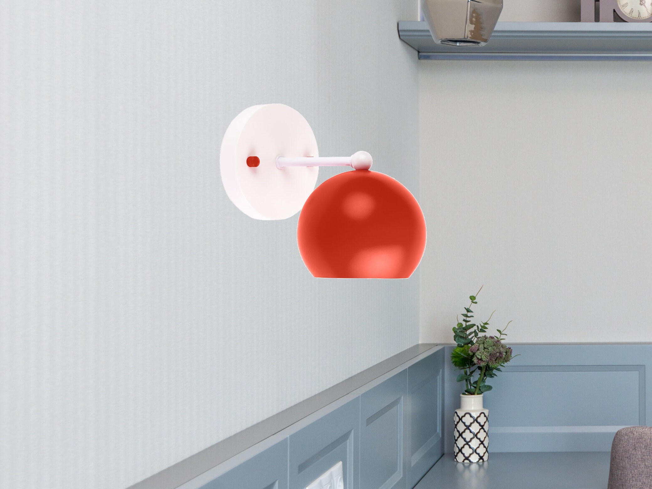 Red plug in wall cheap sconce