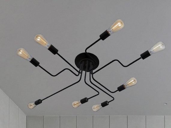 Plafoniere Soffitto Industriali : Industriale soffitto lampadario spider pendente etsy