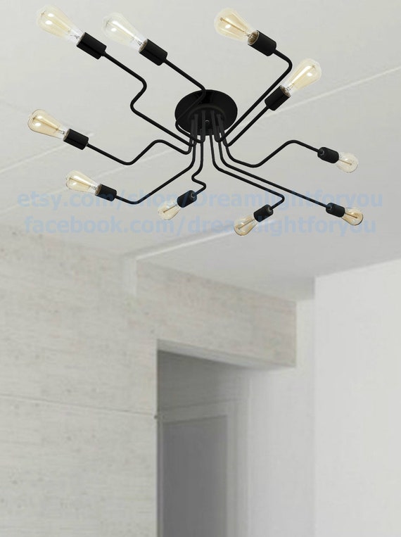 Ceiling Light Fixture 10 Arms Ceiling Chandelier Spider Chandelier Industrial Lighting Pendant Light Octopus Chandelier Kitchen Lighting