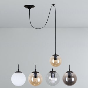 Swag Globe Pendant Light, Off Center Hanging Lamp, 6" Sphere Shade