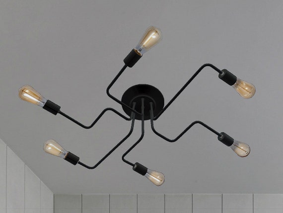 6 Lights Industrial Ceiling Chandelier Spider Chandelier Pendant Light Octopus Chandelier Industrial Light Ceiling Light Kitchen Lighting