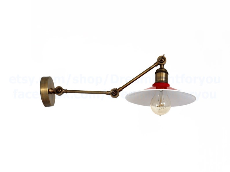 Red Wall sconce Brass swing arm lights hall Wall lights vintage copper Corridor Wall Sconce Vintage wall lights Hallway Retro sconce light