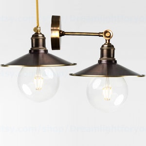 Lampada a sospensione in ottone fatta a mano e applique in ottone Lampada a sospensione industriale per bar Luci sospese Cono in ottone con patina Applique da parete