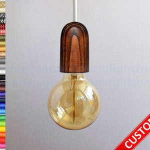 Dark wood light socket pendant light Hanging light socket Wooden pendant light socket Minimalist pendant light Wooden pendant lighting