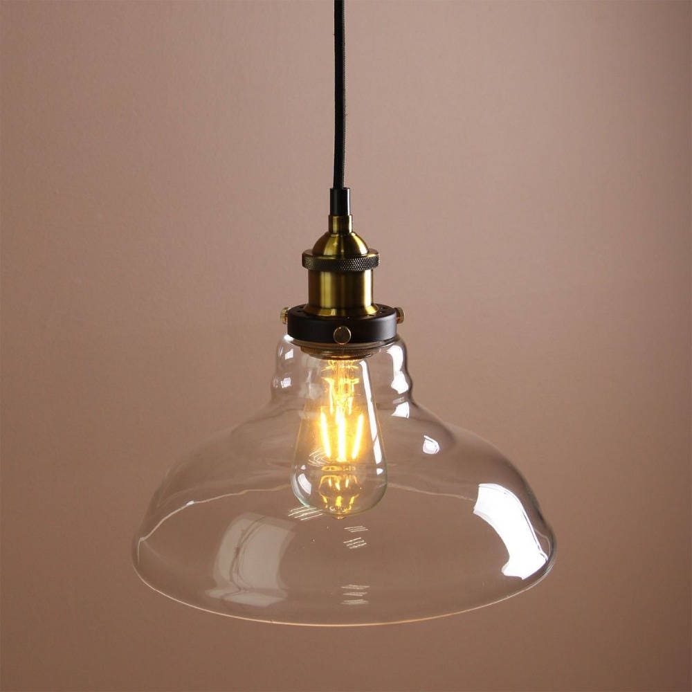 Lampada a sospensione in vetro rigato e metallo dorato Omaja | Maisons du Monde