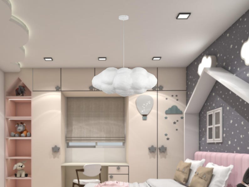 Nursery Cloud Ceiling Light Baby Room Pendant Lamp Kids Bedroom Chandelier Cloud Shaped Lighting for Children Nursery Pendant Lighting image 15