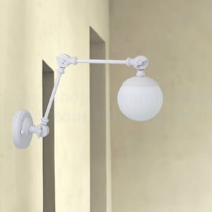 White swing arm sconce Wall Sconce Retro sconce light Swing arm wall sconce Wall sconce lights adjustable arm sconce Wall lights vintage