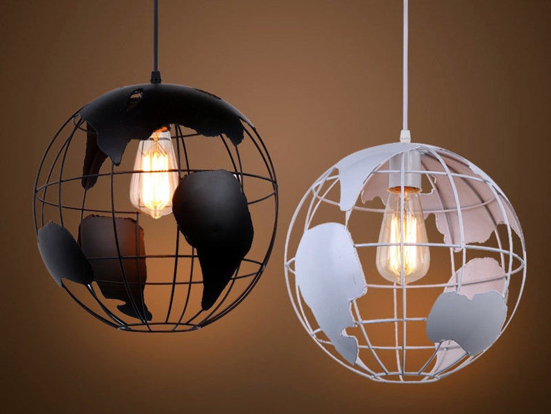 Iron Cage Globe Pendant Light Fixture Modern Lighting Industrial Chandelier Kitchen Island