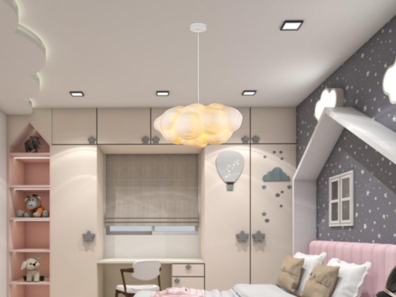 Nursery Cloud Ceiling Light Baby Room Pendant Lamp Kids Bedroom Chandelier Cloud Shaped Lighting for Children Nursery Pendant Lighting image 12