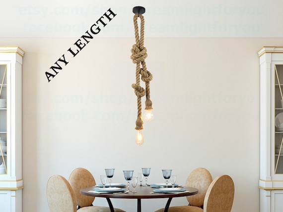 Double Head Jute Rope Pendant Light Manila Rope Lamp Hemp Rope 2