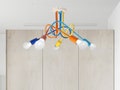 5-light Semi flush mount colored chandelier Semi flush fixture Nursery lighting Playroom Ceiling  light fixture Five arms Bathroom lighting
