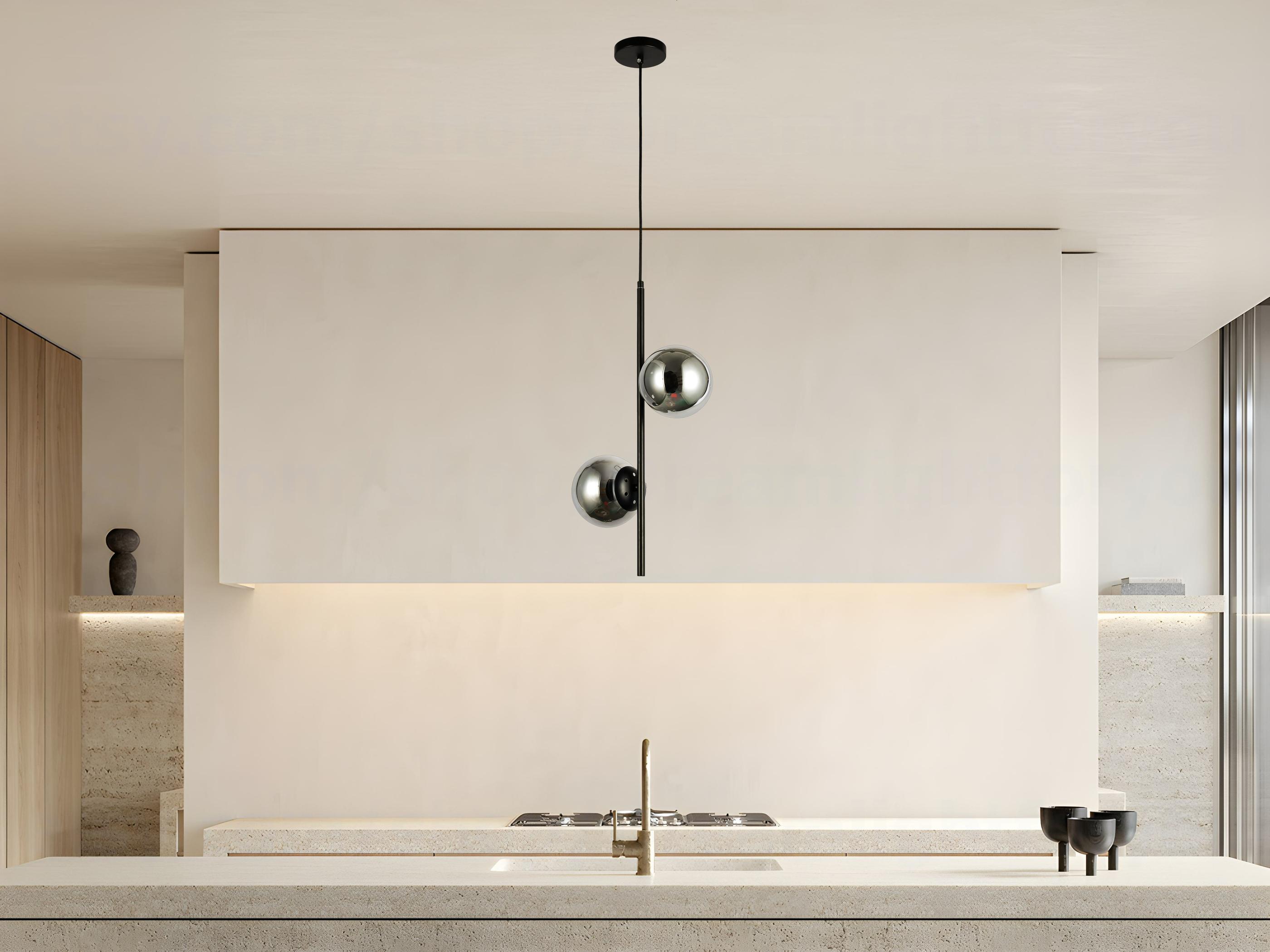 Modern 2-globe Glass Pendant Light With Black Base – Elegant Contemporary  Hanging Fixture, Globe Pendant Lighting for Kitchen \u0026 Living - Etsy Israel, image size:2800x2100