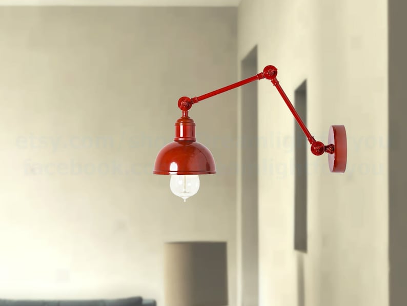 Red Wall sconce Brass swing arm lights hall Wall lights vintage copper Corridor Wall Sconce Vintage wall lights Hallway Retro sconce light