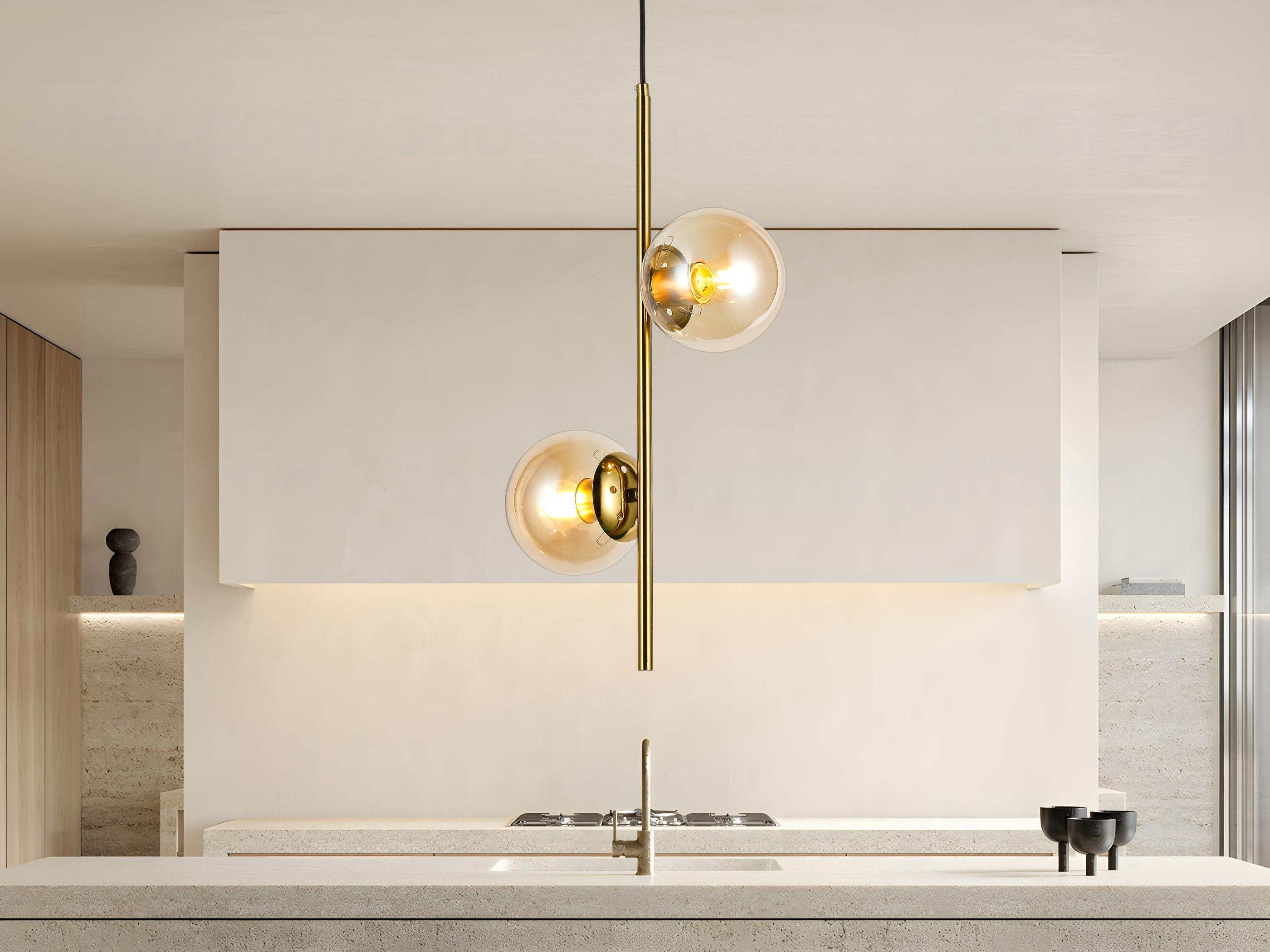 Modern 2-globe Glass Pendant Light With Black Base – Elegant Contemporary  Hanging Fixture, Globe Pendant Lighting for Kitchen \u0026 Living - Etsy Israel, image size:2800x2100