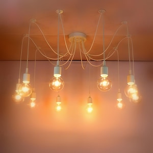 White Octopus chandelier 2-15 pendant light Nursery lighting Spider light Kids chandelier Nursery spider chandelier lighting Spider lamp