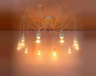 White Octopus chandelier 2-15 pendant light Nursery lighting Spider light Kids chandelier Nursery spider chandelier lighting Spider lamp