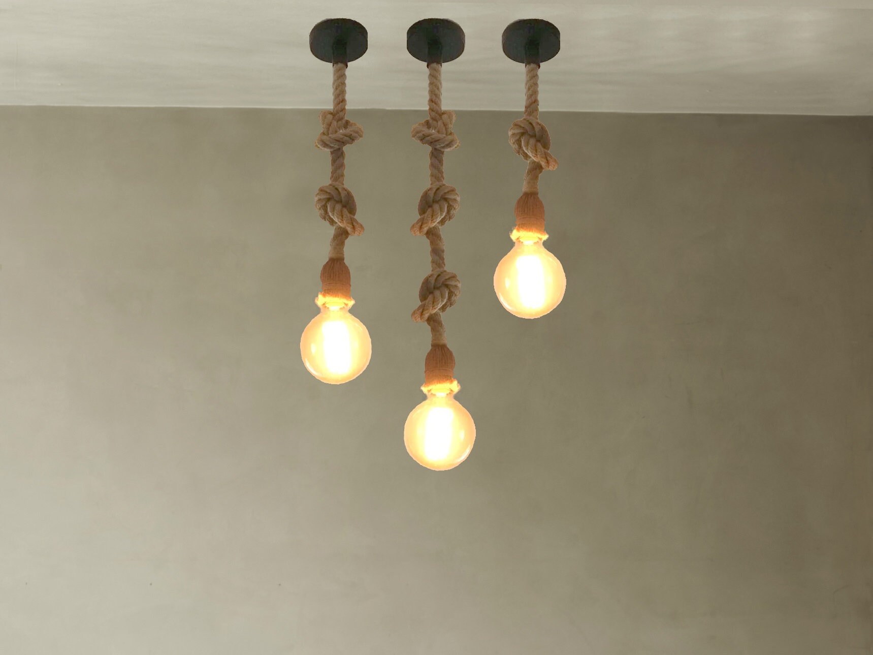 Goeco Lampade in Corda di Canapa, Lampadari a Sospensione Country in