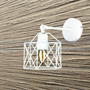 Cage shade Wall Sconce Vanity light Simple White Wall Sconce Bathroom Minimalist Sconce Wall Light fixture Bedside lamp Bedroom sconce