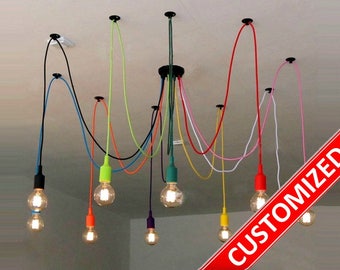 Colorful Spider chandelier 3-12 lights pendant light Octopus chandelier Industrial Chandelier Playroom light fixture Kids room light Hanging