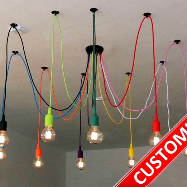 Colorful Spider chandelier 3-12 lights pendant light Octopus chandelier Industrial Chandelier Playroom light fixture Kids room light Hanging