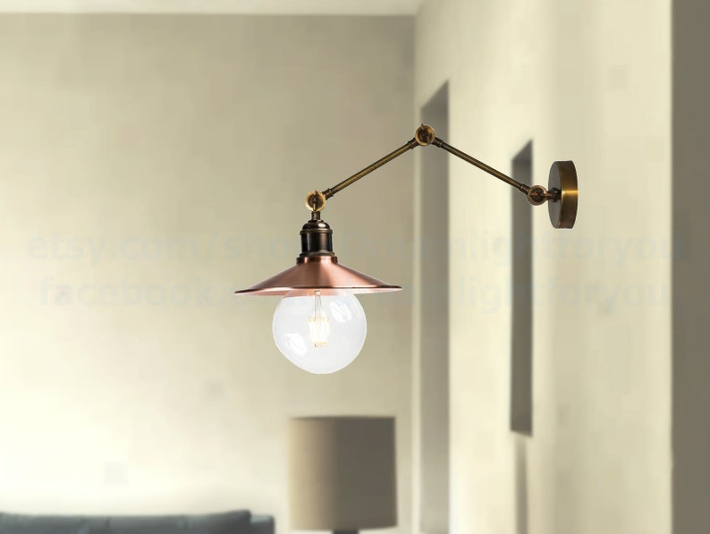 Red Wall sconce Brass swing arm lights hall Wall lights vintage copper Corridor Wall Sconce Vintage wall lights Hallway Retro sconce light