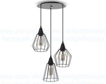 3 cages Industrial Pendant Light cluster Industrial Chandelier Cage Pendant light Lantern Chandelier Modern lighting Kitchen Chandelier