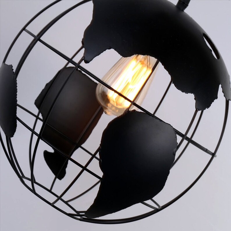 Iron Cage Globe Pendant Light Fixture Modern Lighting Etsy