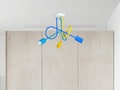 Yellow & blue Triple Ceiling light fixture Nursery chandelier lighting Semi flush mount chandelier Playroom light fixture semi flush fixture