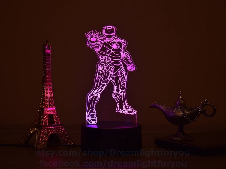 Iron Man 3d Night Lamp Superhero Tony Stark Illusion Light Image 0