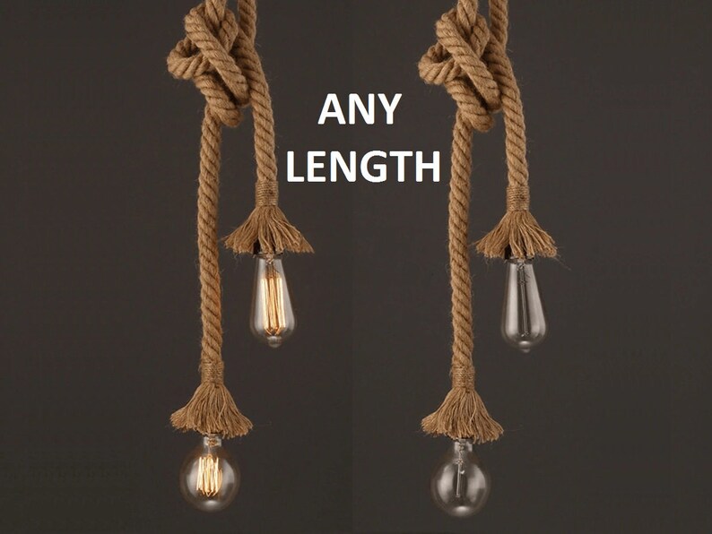 Double Rope Pendant Lighting Jute Rope Two Head Pendant Light Etsy