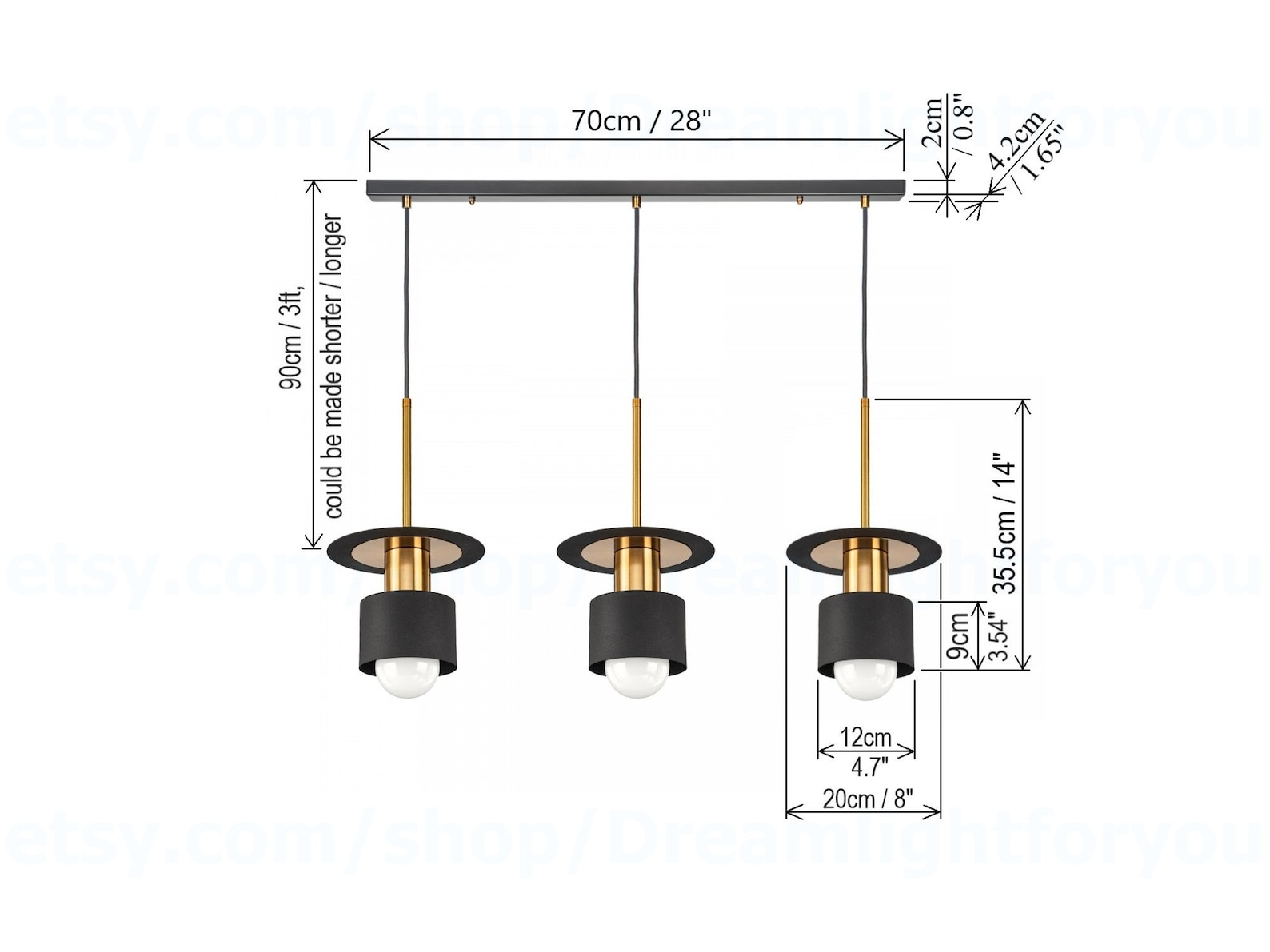Wine Red Linear 3 Way Pendant Light for Kitchen Island 3 Lamp - Etsy