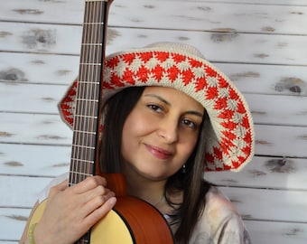 Crochet Cotton Sun Hat: Handmade Beige Cloche, Floppy Beach Hat