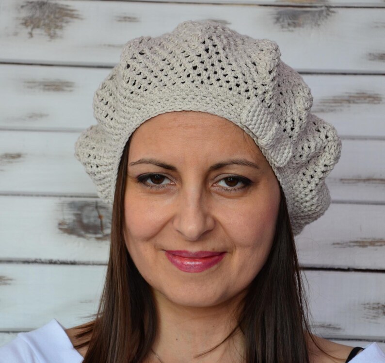 JOYHY Women's Summer Plain French Style Artist Straw Beret Hat Beige At Women's Clothing Store