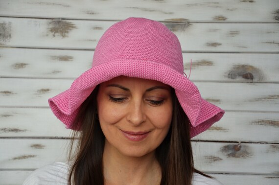 pink wool floppy hat