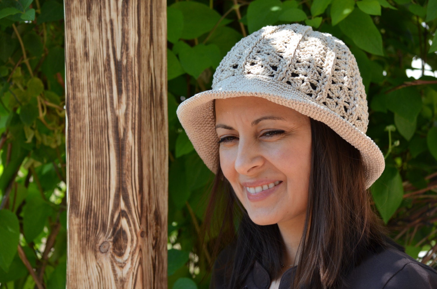Cloche Sun Hat, Cotton Sun Hat, Floppy Beach Hat, Women Sun Hat, Beige