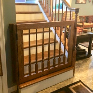 Wood Gate, Spindle Gate,  Baby Gate, Custom Pet or Baby Gate, Solid Wood, for Dogs and Puppies, Small Children, Made to Fit