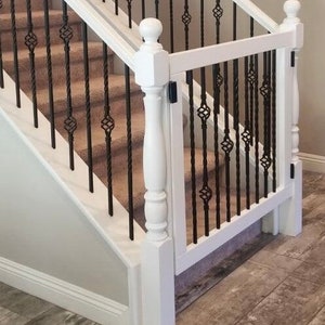Painted Baby or Pet Custom Pet or Baby Gate, Solid Wood and Metal , for Dogs and Puppies, Child proof, Made to Fit.