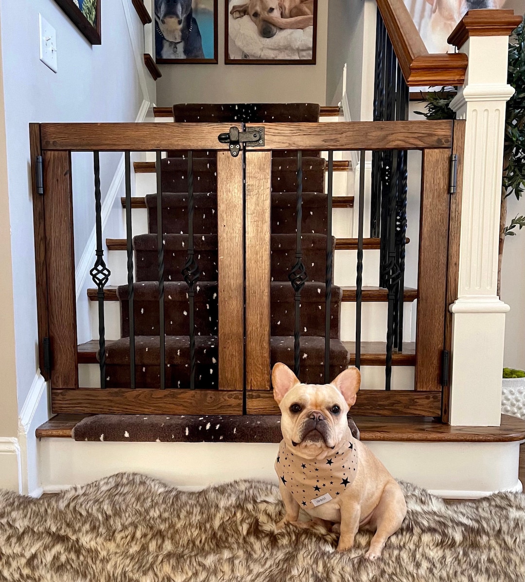 Custom Double Door Baluster Gate, Custom Pet or Baby Gate, Wood