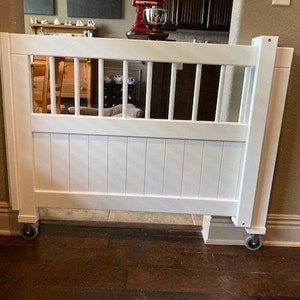 Custom Painted Sliding Gate, Custom Pet or Baby Gate, Wood and Metal, for Dogs and Puppies, Small Children, Unique Guide System