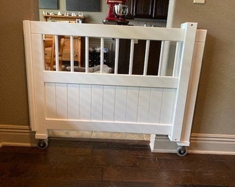 Custom Painted Sliding Gat, Custom Pet or Baby Gate, Wood and Metal, for Dogs and Puppies, Small Children, Unique Guide System